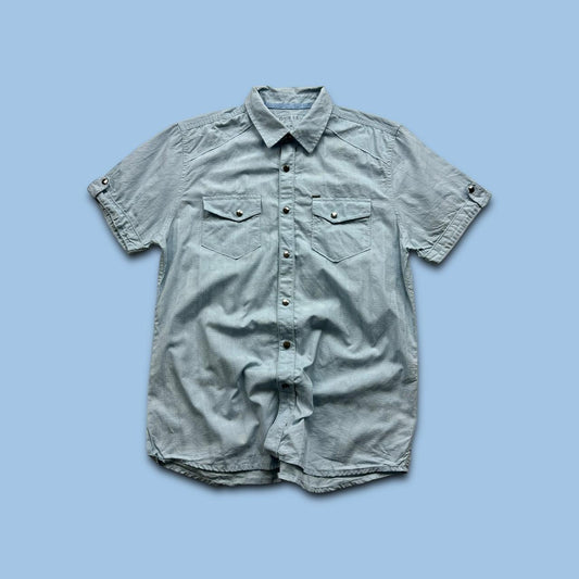 VINTAGE Y2K GUESS SHORT SLEEVE SHIRT LIGHT BLUE