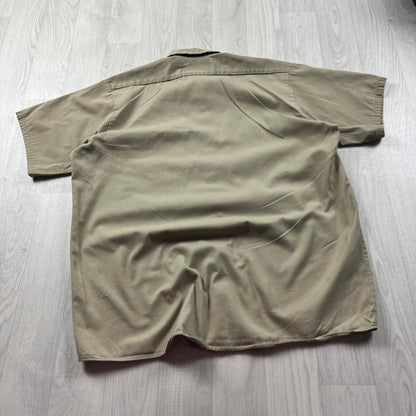 VINTAGE Y2K UTILITY SHORT SLEEVE SHIRT BEIGE