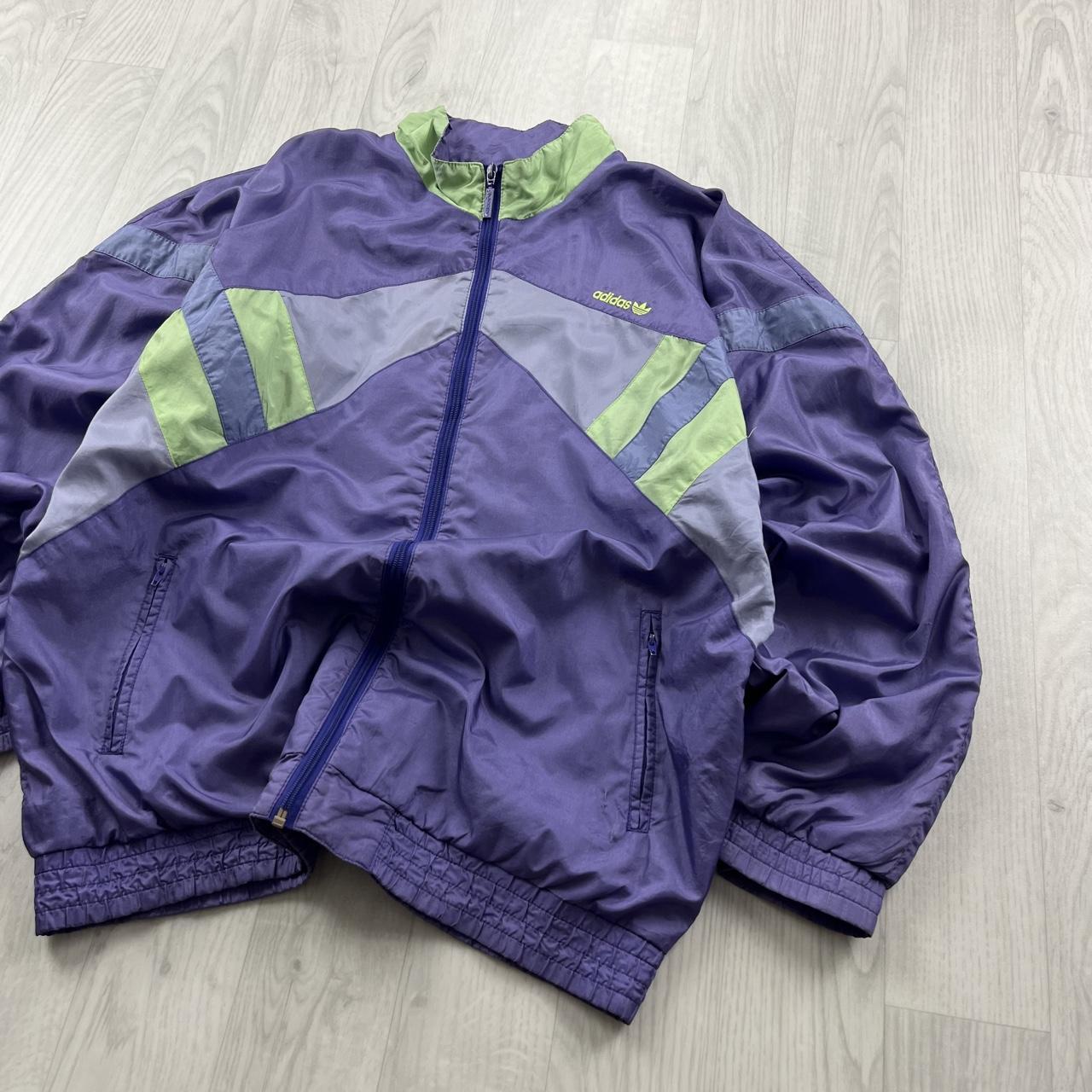 VINTAGE 90s ADIDAS FUNKY WINDBREAKER SHELL JACKET PURPLE