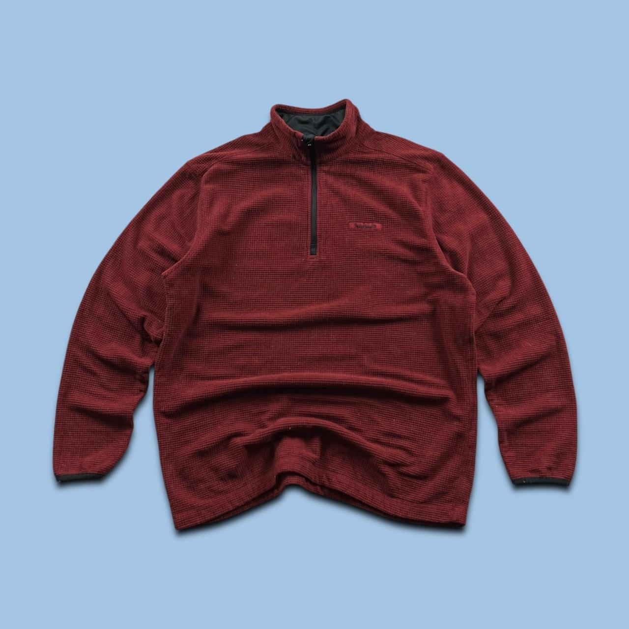 VINTAGE Y2K TIMBERLAND QUARTER ZIP WAFFLE KNIT SWEATSHIRT BURGUNDY