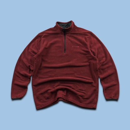 VINTAGE Y2K TIMBERLAND QUARTER ZIP WAFFLE KNIT SWEATSHIRT BURGUNDY