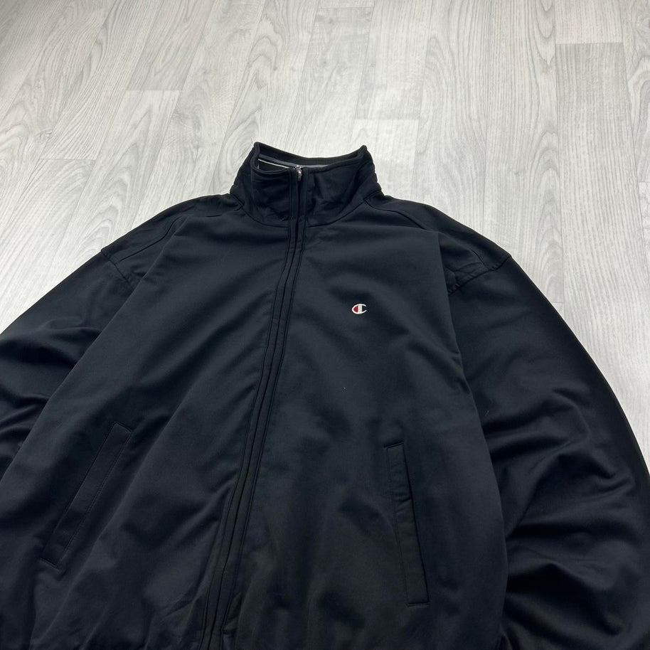VINTAGE Y2K CHAMPION BOXY ZIP UP TRACK JACKET BLACK