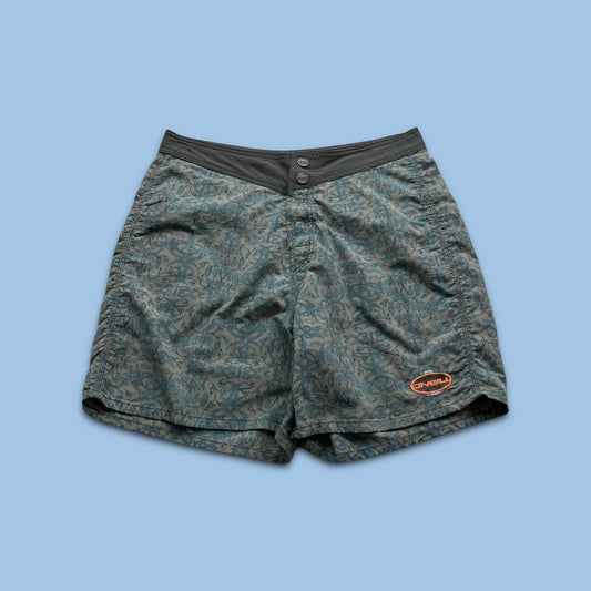 VINTAGE Y2K ONEILL PATTERN BOARD SHORTS GREY / BLUE