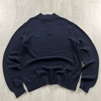 VINTAGE Y2K CHAPS CHUNKY QUARTER ZIP KNITTED JUMPER NAVY