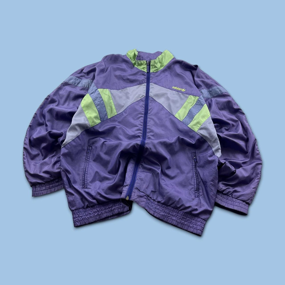 VINTAGE 90s ADIDAS FUNKY WINDBREAKER SHELL JACKET PURPLE
