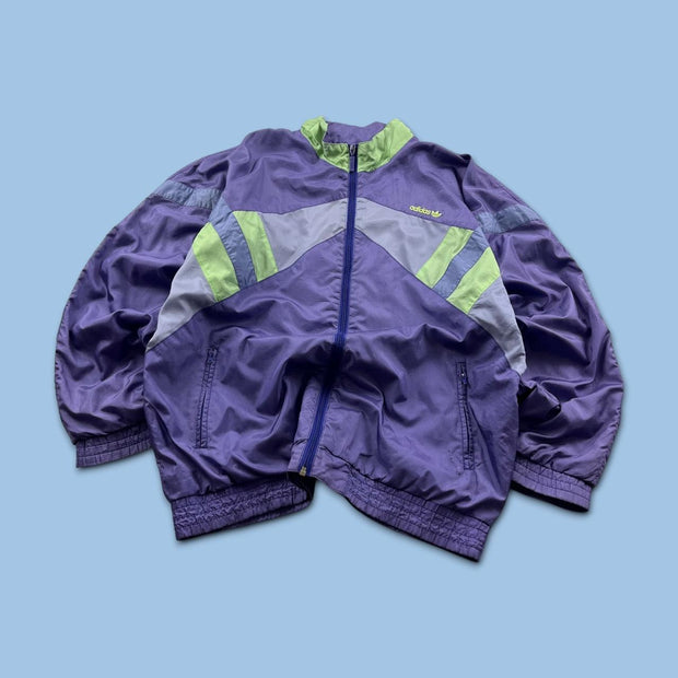 VINTAGE 90s ADIDAS FUNKY WINDBREAKER SHELL JACKET PURPLE