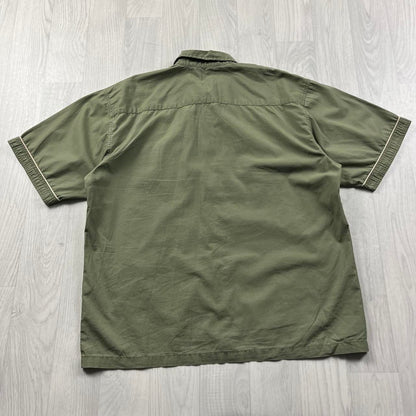 VINTAGE Y2K QUIKSILVER SHORT SLEEVE UTILITY SHIRT GREEN KHAKI