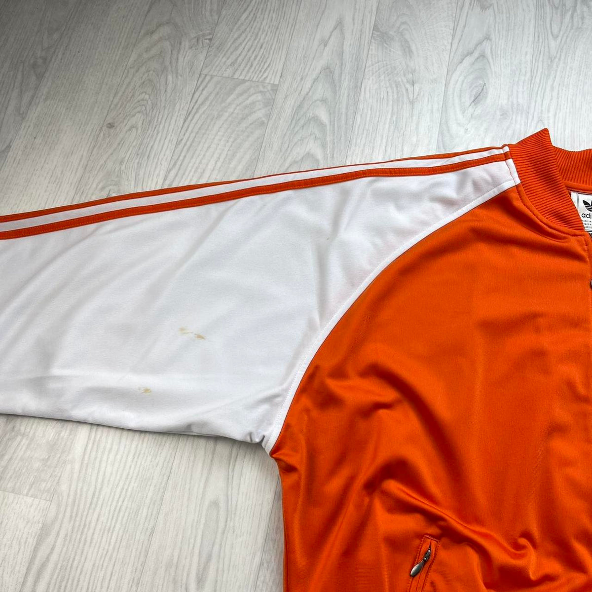 VINTAGE Y2K ADIDAS ZIP UP BOMBER TRACK JACKET ORANGE / WHITE