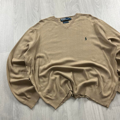 VINTAGE Y2K POLO RALPH LAUREN KNITTED JUMPER BEIGE