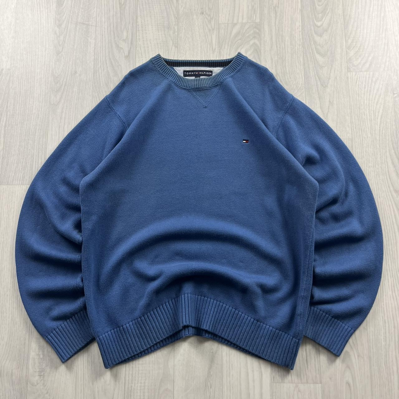 VINTAGE Y2K TOMMY HILFIGER CHUNKY KNITTED JUMPER BLUE