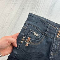 VINTAGE Y2K CACHE CACHE DENIM MINI-MIDI SKIRT BLUE