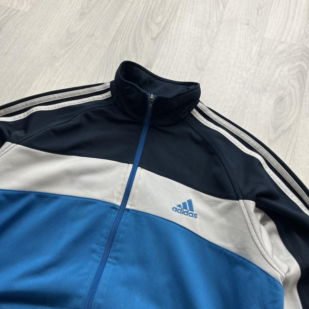 VINTAGE Y2K ADIDAS STRIPE WINDBREAKER TRACK JACKET BLUE