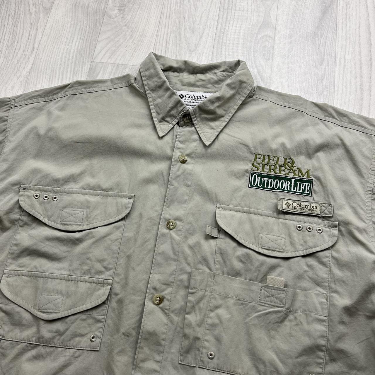 VINTAGE Y2K COLUMBIA UTILITY SHORT SLEEVE SHIRT BEIGE