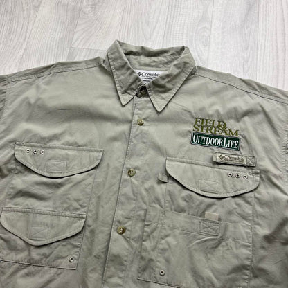 VINTAGE Y2K COLUMBIA UTILITY SHORT SLEEVE SHIRT BEIGE