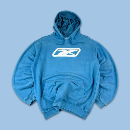 VINTAGE Y2K REEBOK CENTRE LOGO HOODIE BLUE TEAL