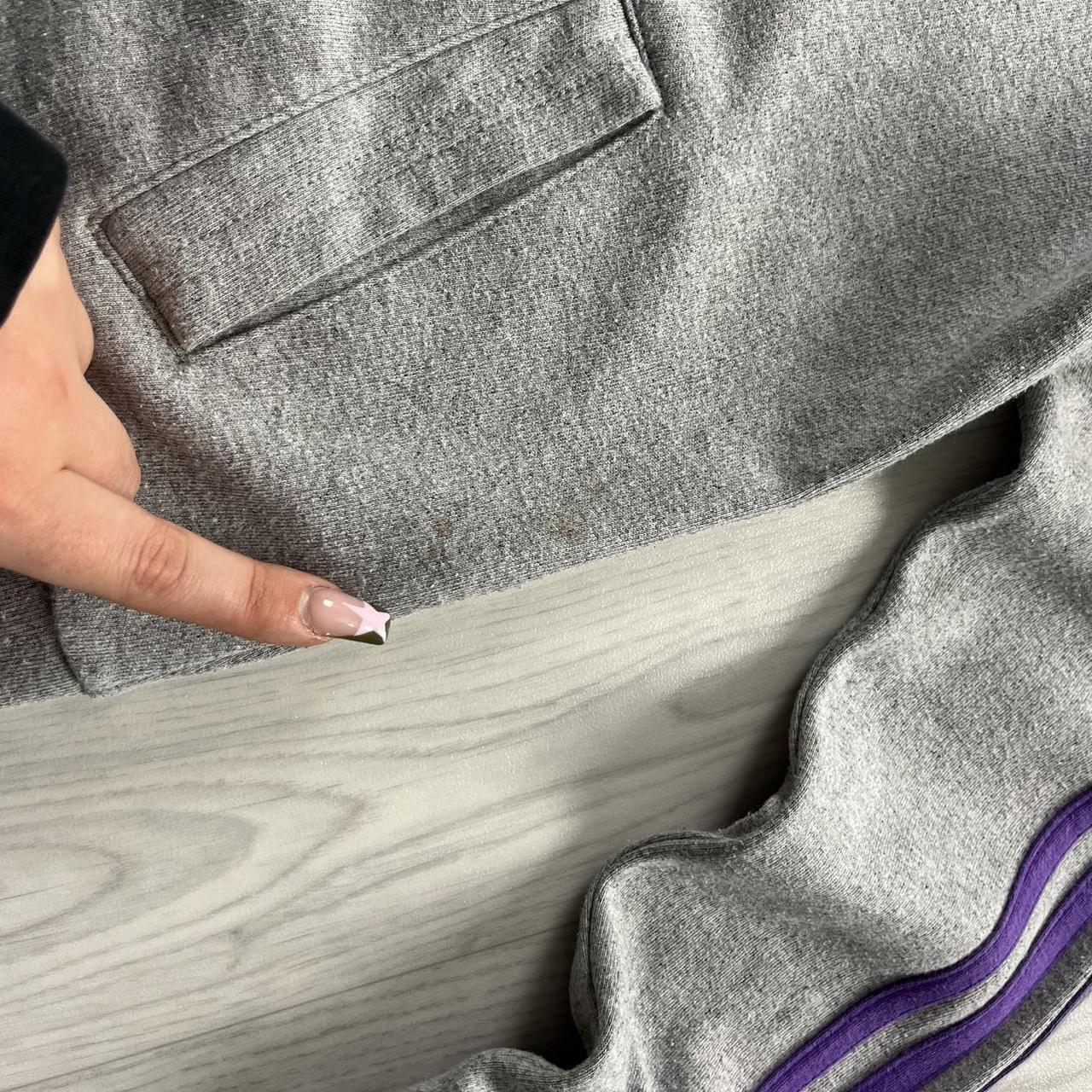 VINTAGE Y2K ADIDAS STRIPE ZIP HOODIE GREY PURPLE
