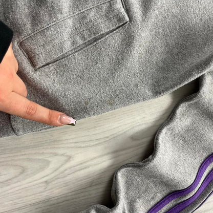 VINTAGE Y2K ADIDAS STRIPE ZIP HOODIE GREY PURPLE