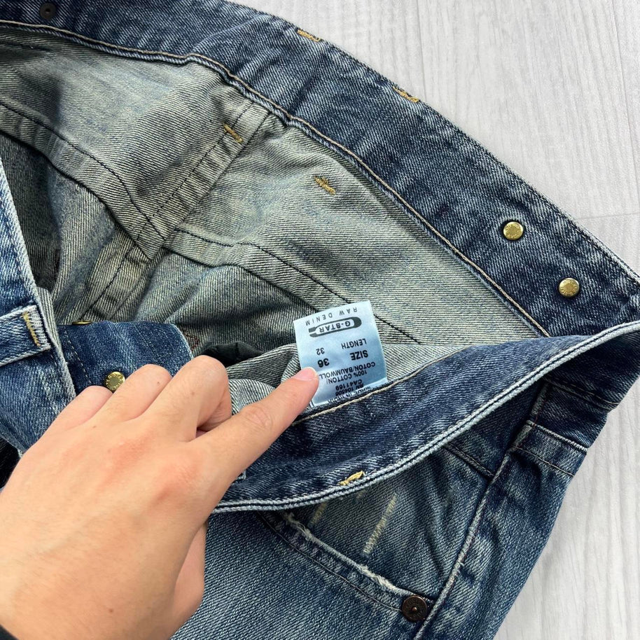 VINTAGE Y2K G STAR WIDE LEG BAGGY JEANS BLUE
