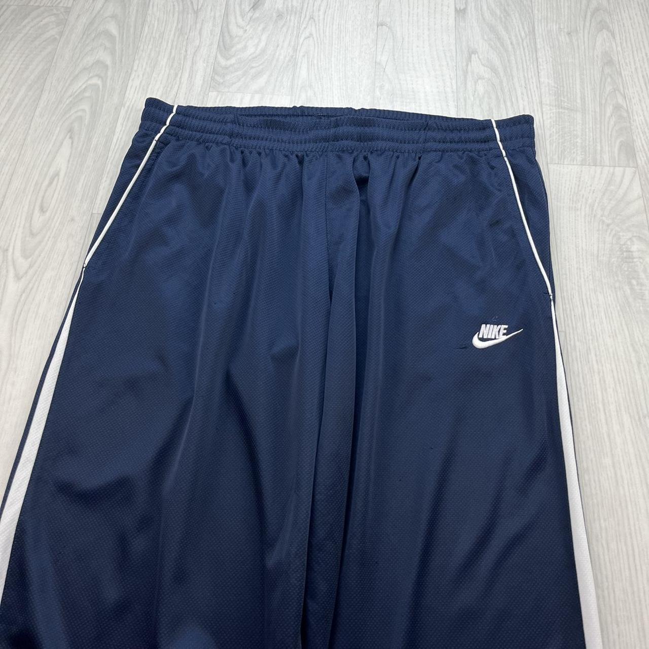 VINTAGE Y2K NIKE BAGGY SIDE STRIPE TRACKSUIT BOTTOMS NAVY