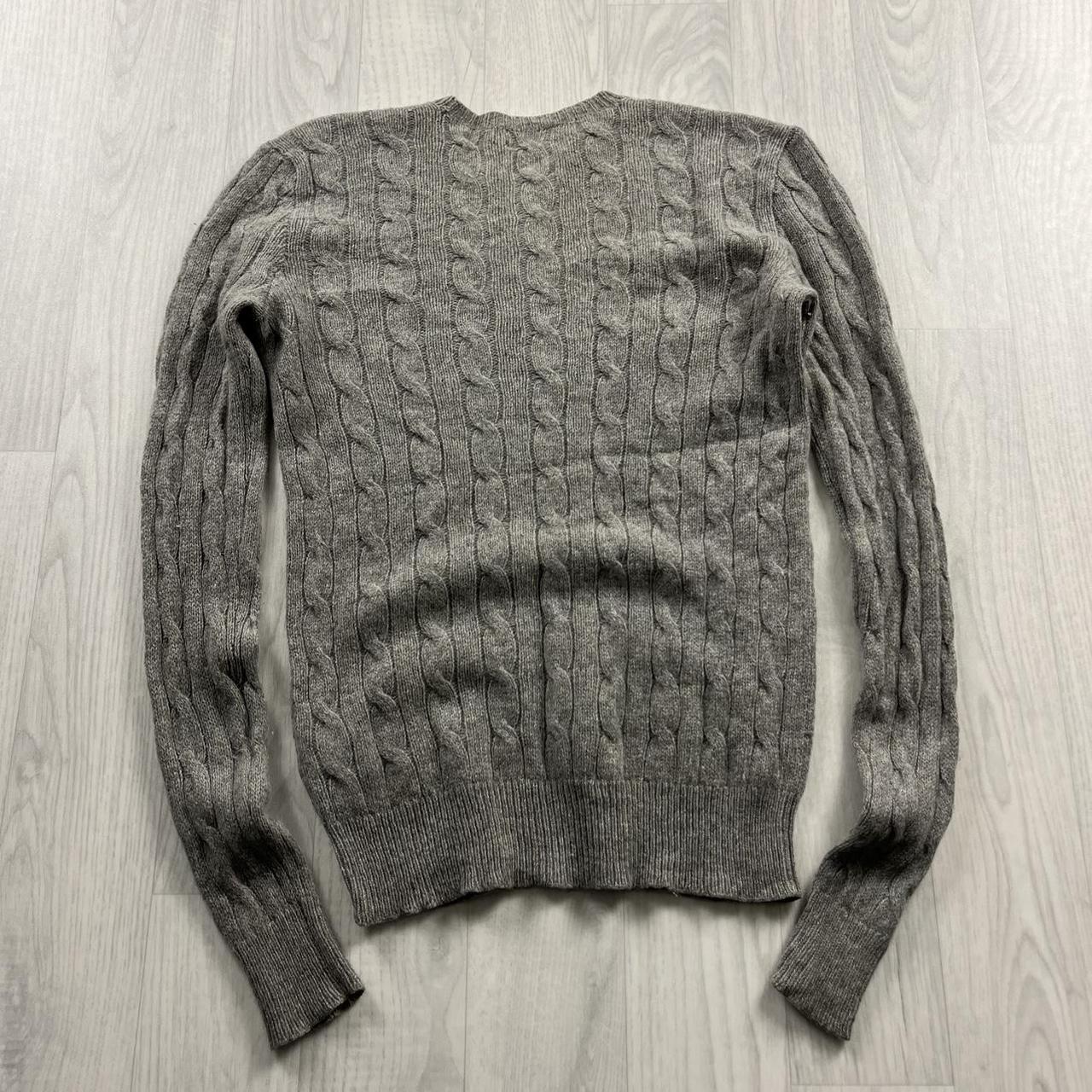 VINTAGE Y2K POLO RALPH LAUREN CHUNKY CABLE KNITTED JUMPER GREY