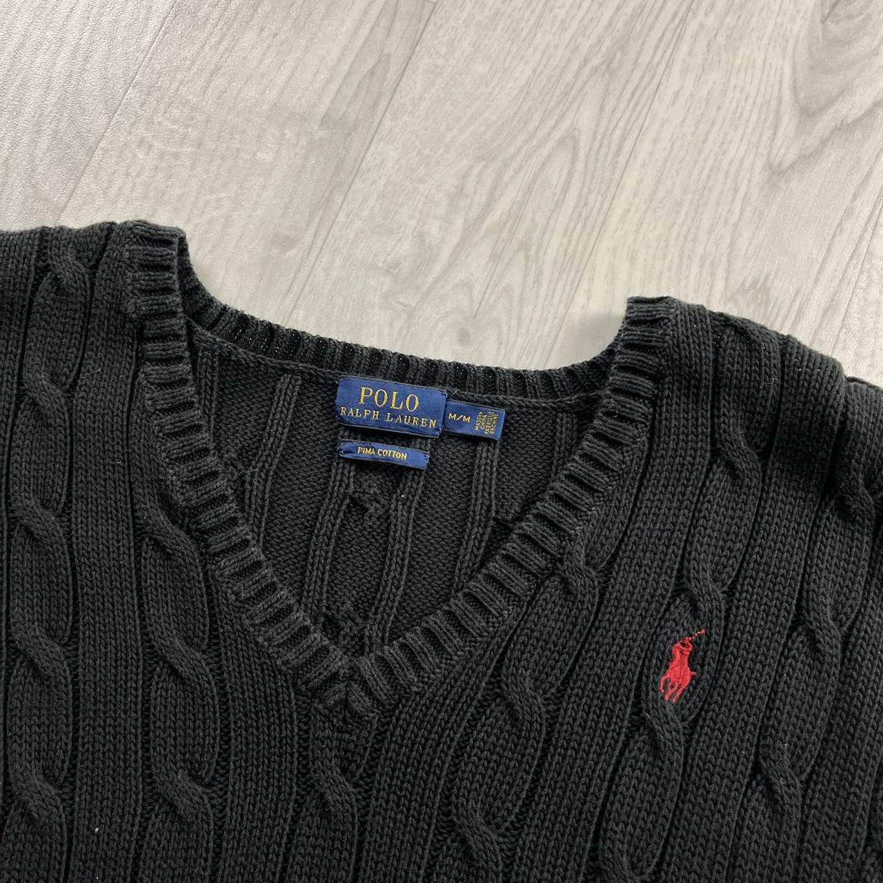VINTAGE Y2K POLO RALPH LAUREN CHUNKY CABLE KNITTED JUMPER BLACK