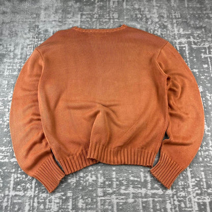 VINTAGE Y2K RALPH LAUREN CHUNKY ESSENTIAL KNITTED JUMPER ORANGE