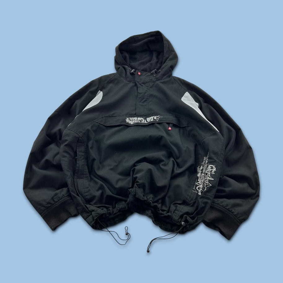 VINTAGE Y2K QUIKSILVER CENTRE LOGO QUARTER ZIP JACKET BLACK
