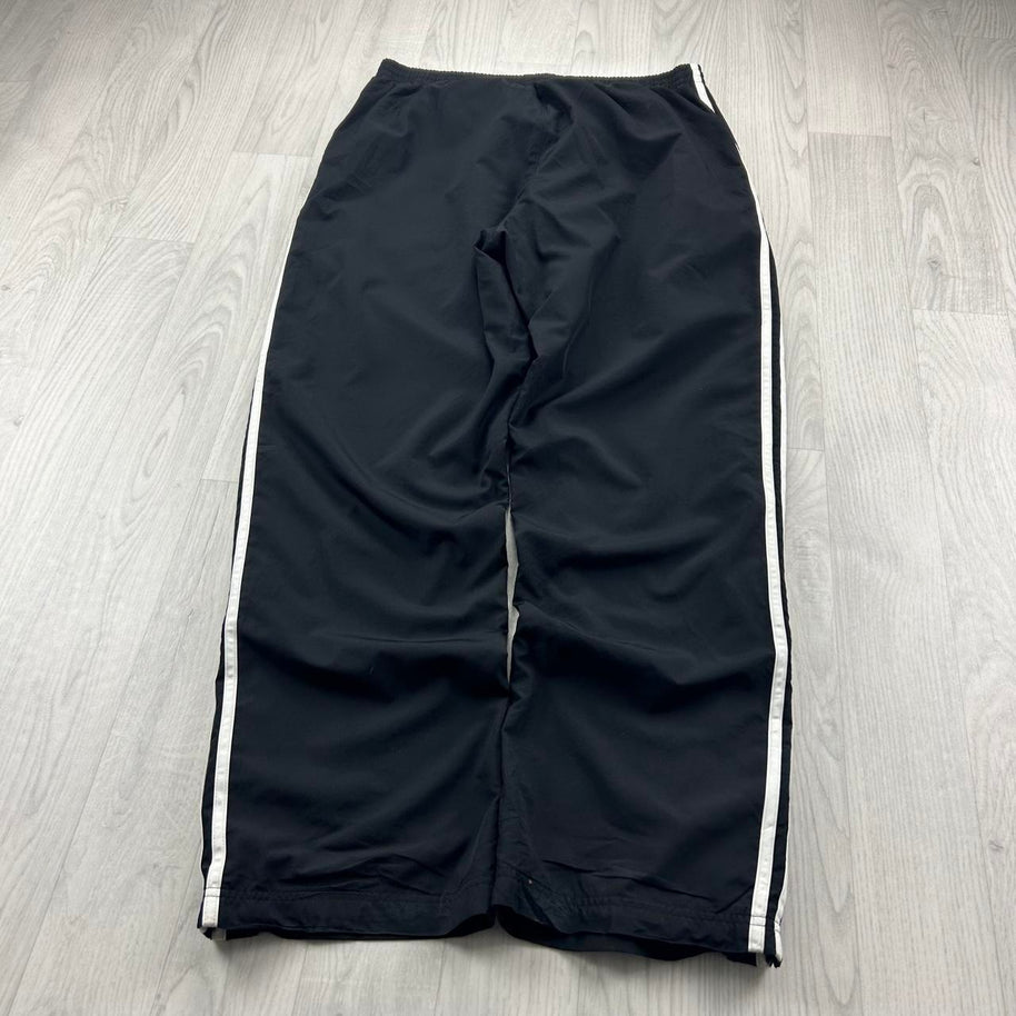 VINTAGE Y2K ADIDAS SIDE STRIPE BAGGY TRACKSUIT BOTTOMS BLACK