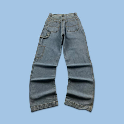 VINTAGE BAGGY WIDE LEG CARPENTER JEANS LIGHT BLUE (26x31)