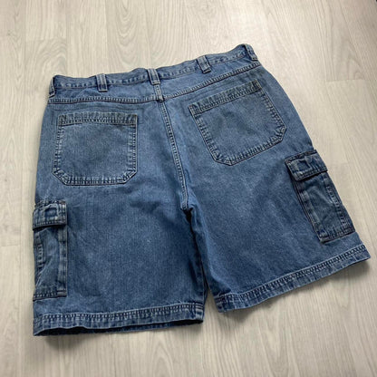 VINTAGE WRANGLER BAGGY CARPENTER JORTS BLUE (38w)
