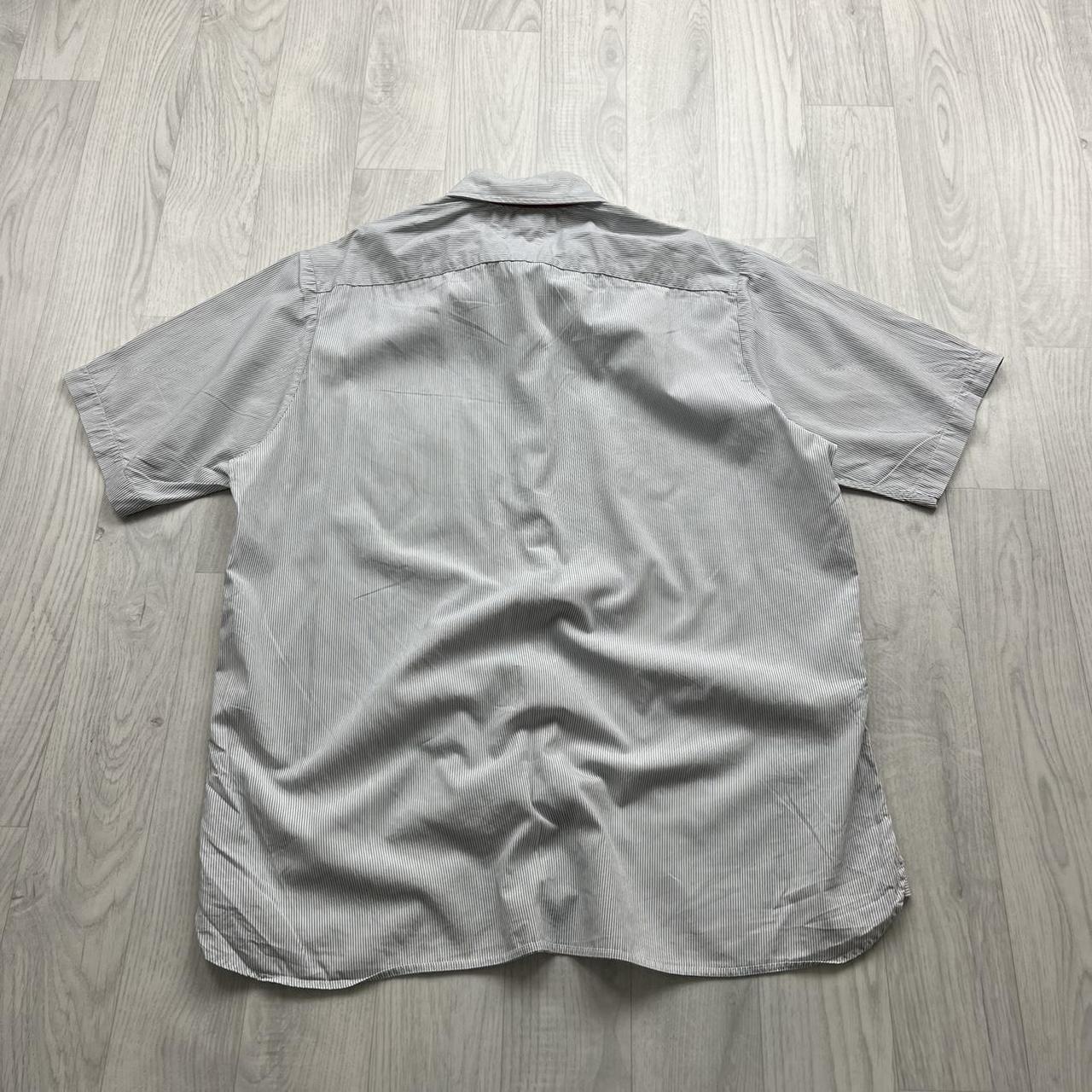 VINTAGE Y2K TOMMY HILFIGER STRIPED SHORT SLEEVE SHIRT WHITE