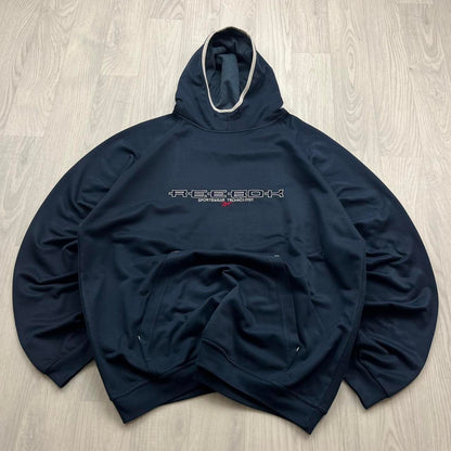 VINTAGE Y2K REEBOK SPELL OUT HOODIE NAVY