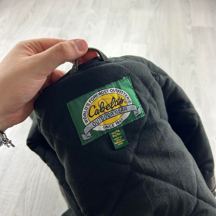 VINTAGE Y2K CABELAS HOODED WORKWEAR BOMBER JACKET KHAKI