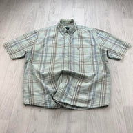 VINTAGE 00s JAMES PRINGLE CHECKERED SHORT SLEEVE BUTTON UP SHIRT LIGHT BLUE