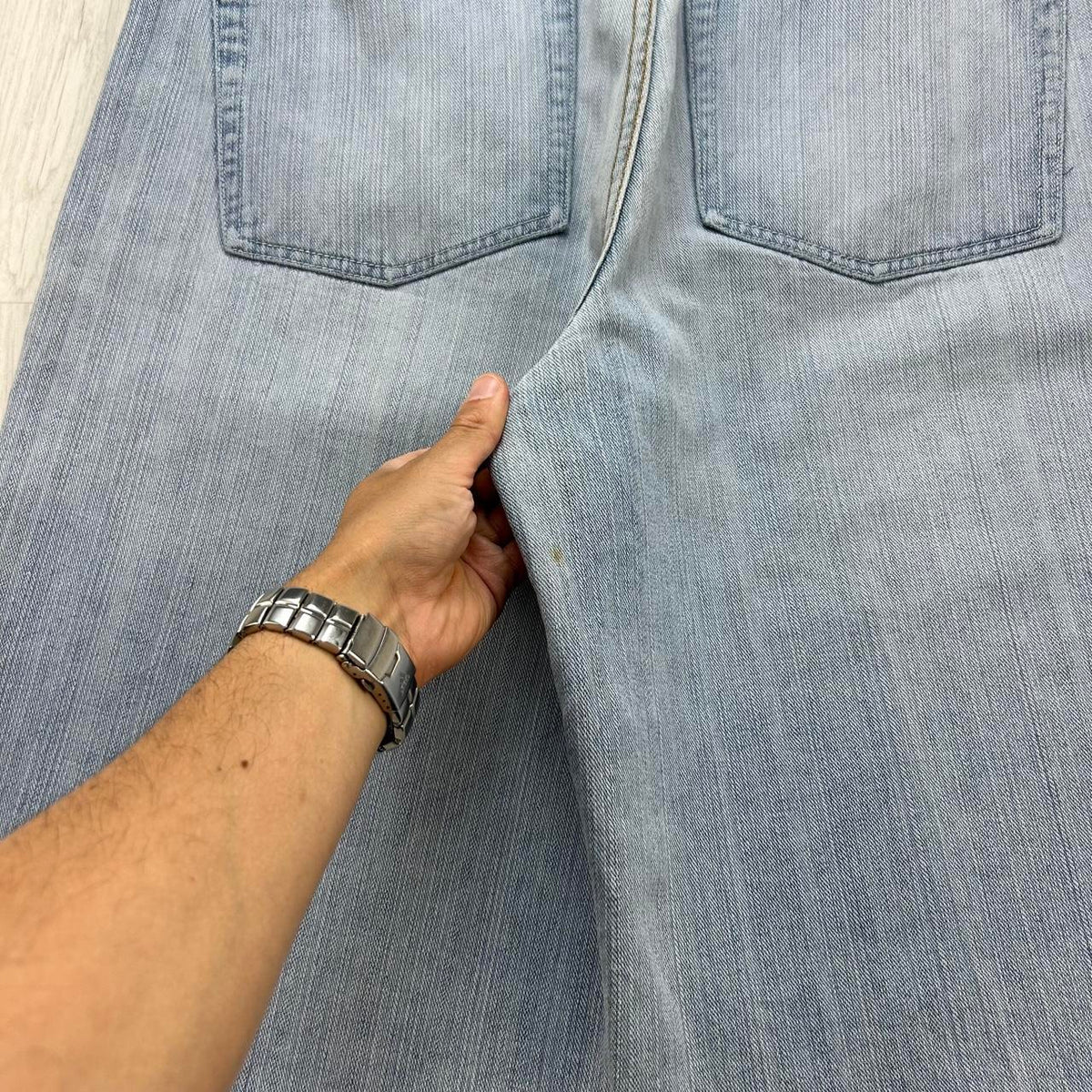 VINTAGE Y2K ZEEP BAGGY DENIM JORTS BLUE