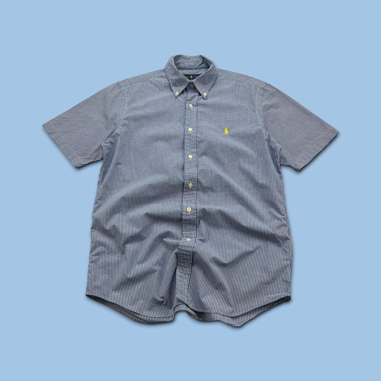 VINTAGE 00s RALPH LAUREN GINGHAM SHORT SLEEVE BUTTON UP SHIRT BLUE