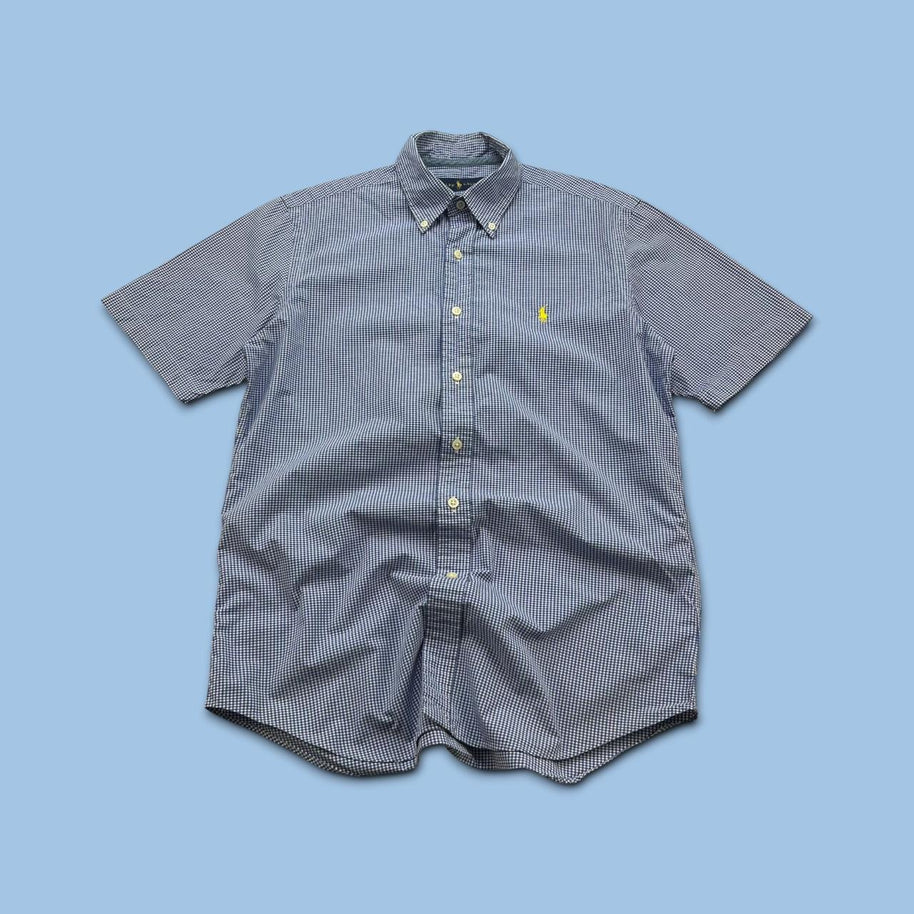 VINTAGE 00s RALPH LAUREN GINGHAM SHORT SLEEVE BUTTON UP SHIRT BLUE