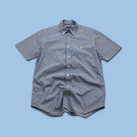 VINTAGE 00s RALPH LAUREN GINGHAM SHORT SLEEVE BUTTON UP SHIRT BLUE