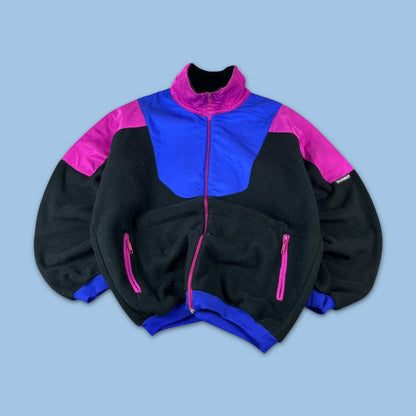VINTAGE 90s MAMMUT PANELLED ZIP UP FLEECE BLACK PINK