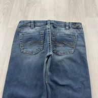 VINTAGE Y2K SILVER LOW RISE BOOTCUT FLARED JEANS BLUE
