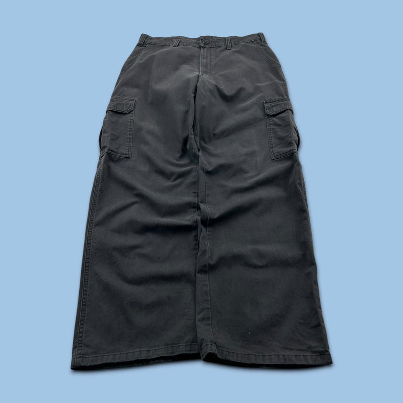 VINTAGE Y2K DICKIES 874 WIDE LEG CARGO TROUSERS BLACK