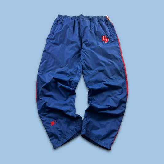 VINTAGE Y2K STARTER BAGGY TRACKSUIT BOTTOMS BLUE / RED