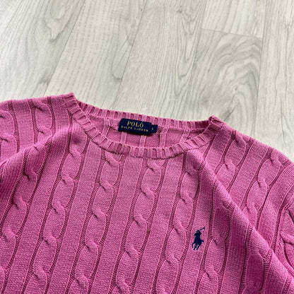VINTAGE Y2K POLO RALPH LAUREN CHUNKY CABLE KNITTED JUMPER PINK