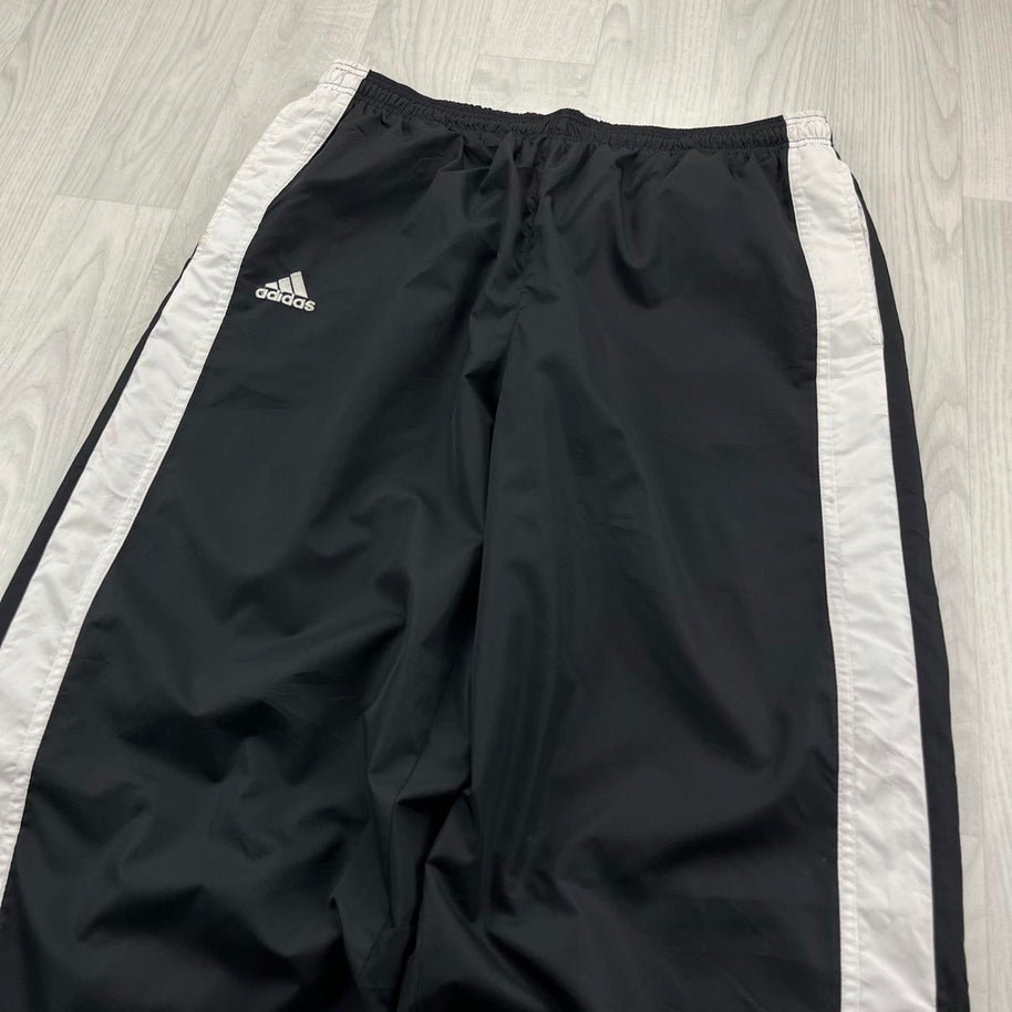 VINTAGE Y2K ADIDAS SIDE STRIPE BAGGY TRACKSUIT BOTTOMS BLACK