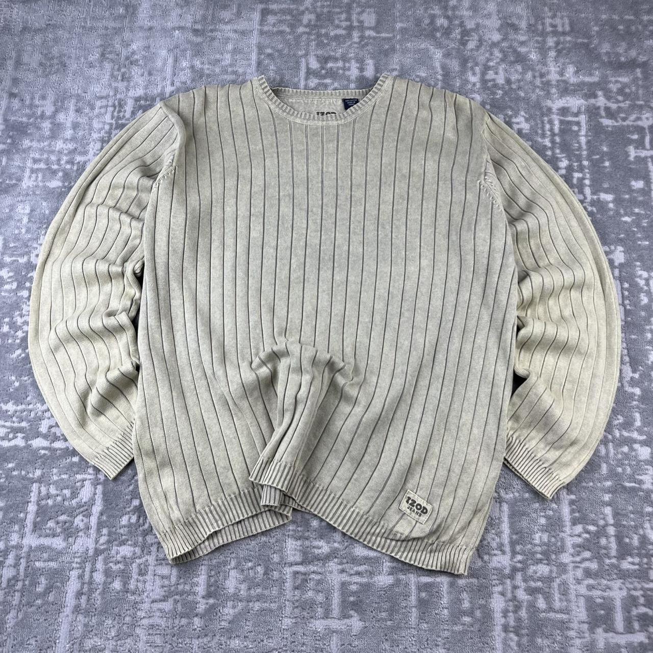 VINTAGE Y2K IZOD JEANS RIBBED ESSENTIAL KNITTED JUMPER CREAM