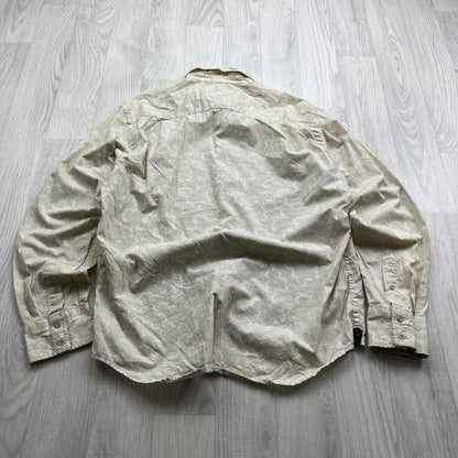 VINTAGE Y2K QUIKSILVER PATTERN LONG SLEEVE BUTTON UP SHIRT CREAM