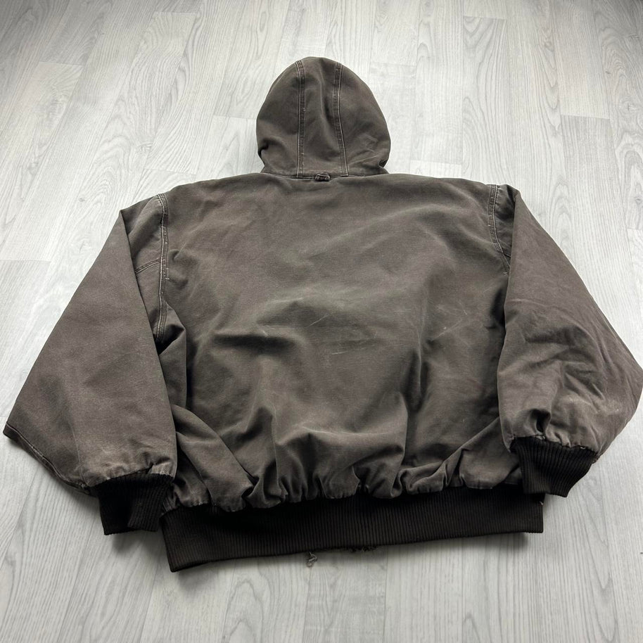 VINTAGE Y2K WALLS HOODED ACTIVE WORKWEAR BOMBER JACKET BROWN
