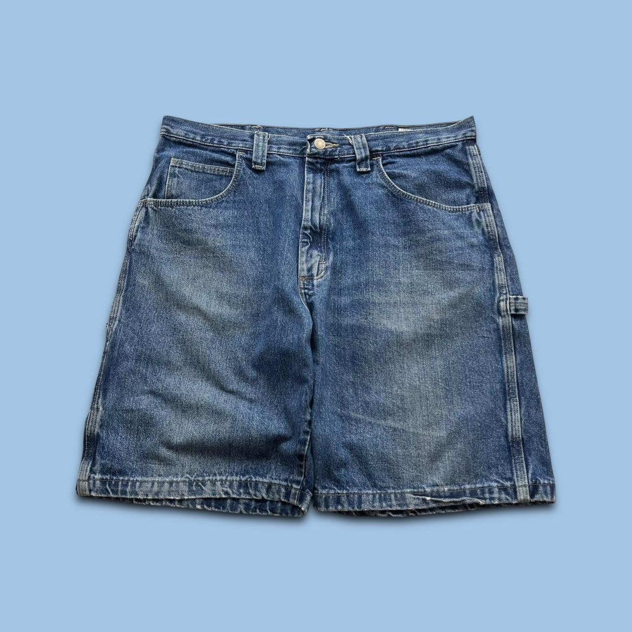 VINTAGE 00s WRANGLER BAGGY LOOSE CARPENTER JORTS NAVY BLUE