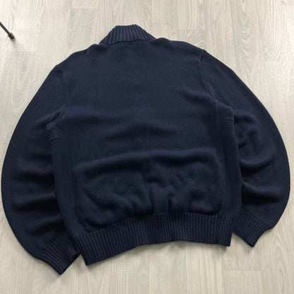VINTAGE Y2K POLO RALPH LAUREN ZIP CHUNKY KNITTED JUMPER NAVY