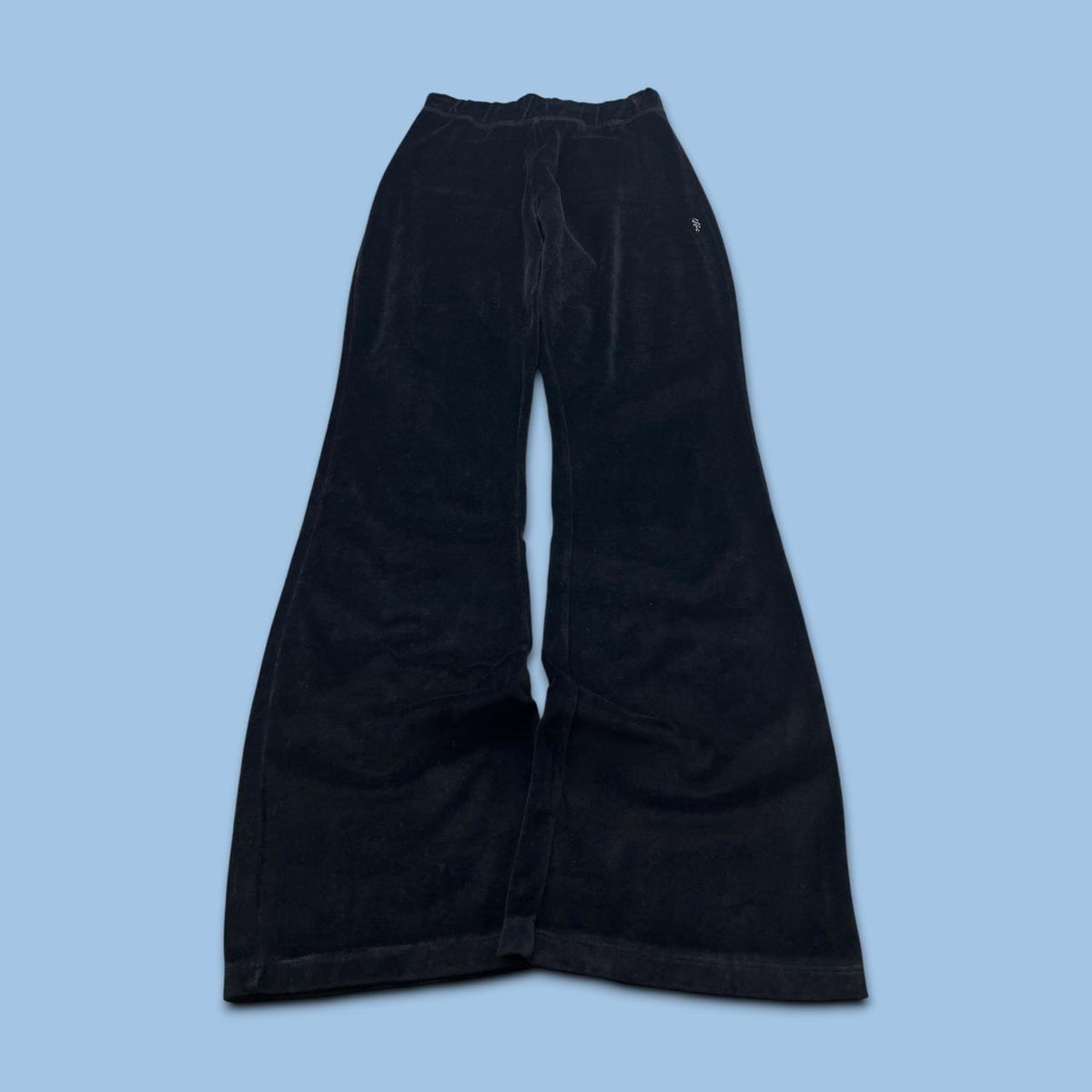 VINTAGE Y2K SUGARFREE FLARED LOW RISE VELOUR JOGGERS BLACK